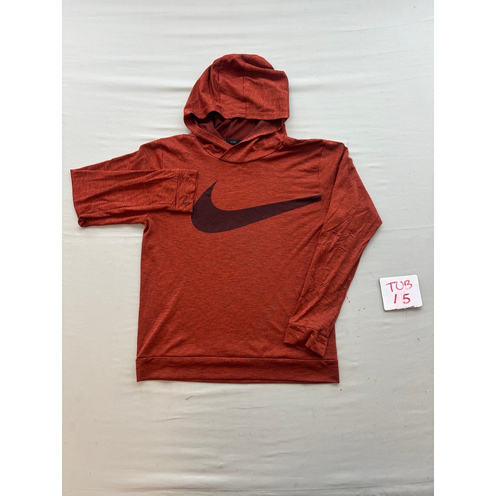 Nike Dri-FIT Mens Large Heathered Rust Orange Long Sleeve Hooded Training Shirt
